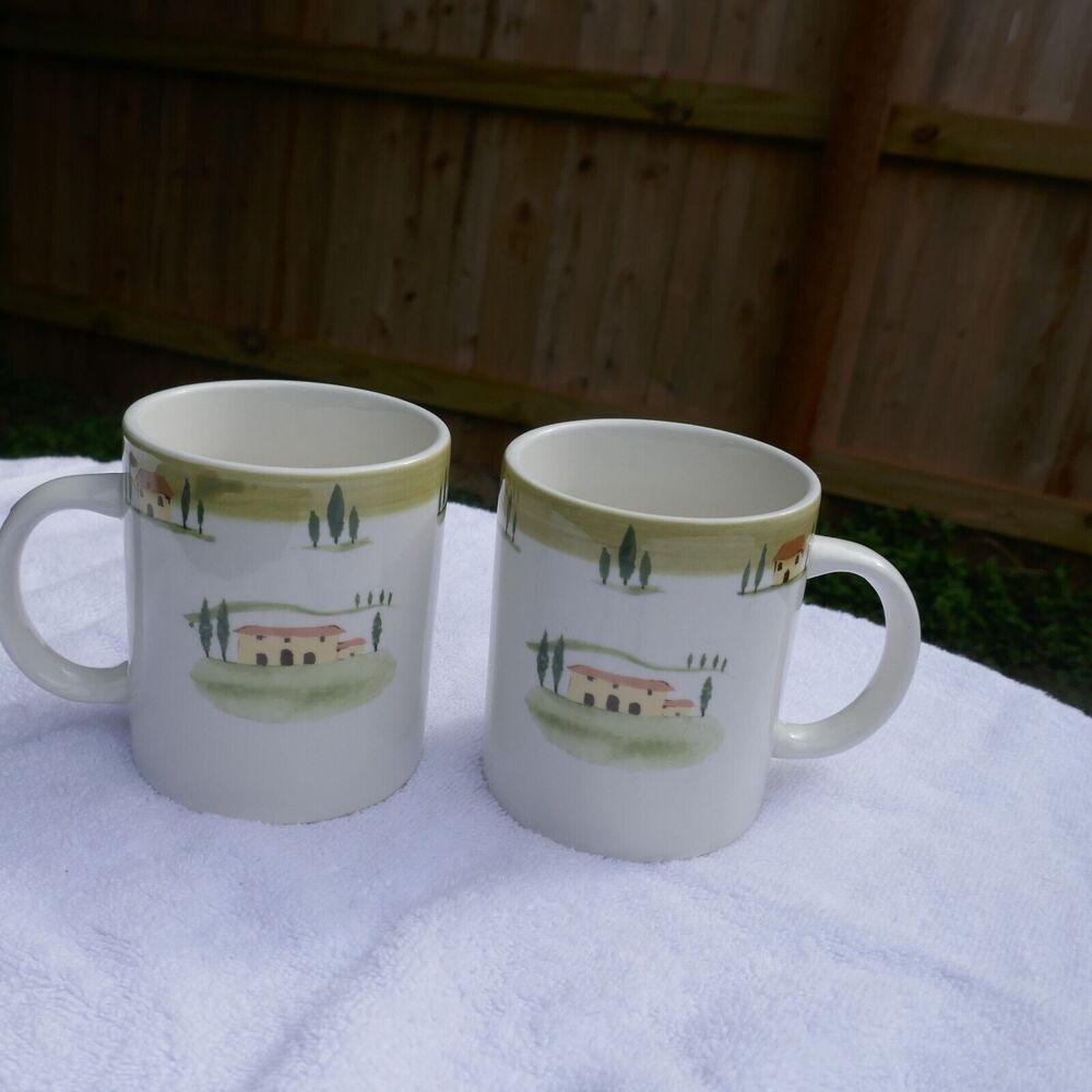 Farberware Stoneware Coffee Mugs Santa Barbara  10 oz Lot of 2